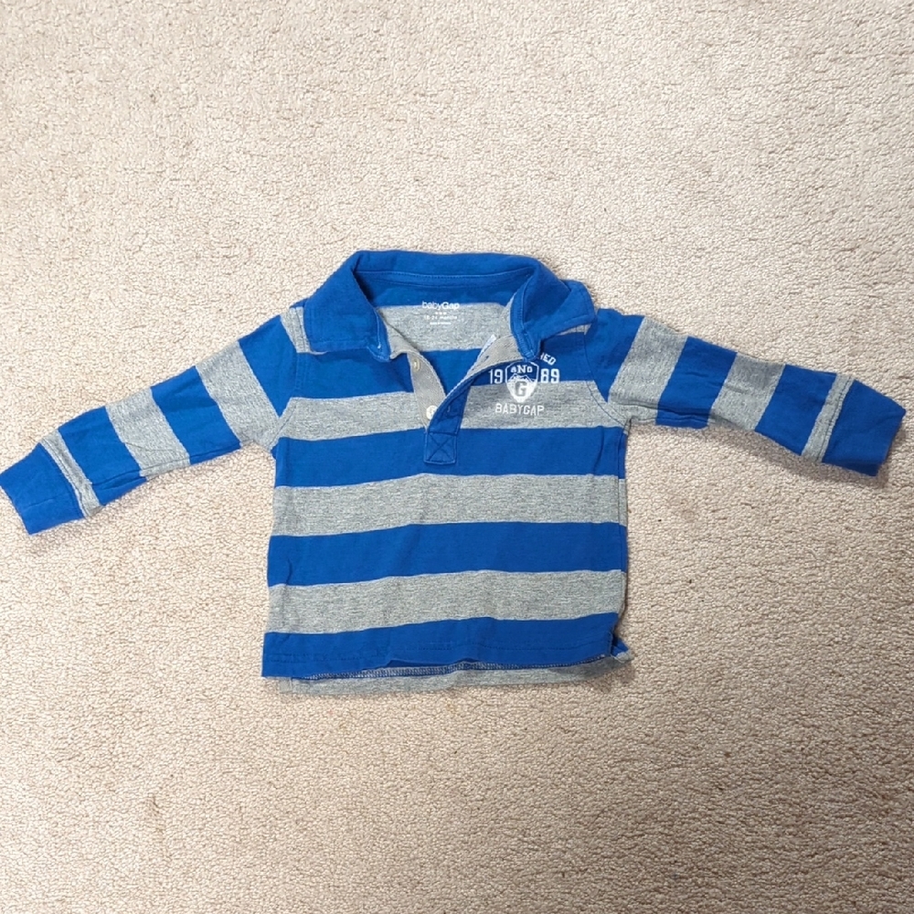 GAP Kids Blue and Gray Polo Shirt